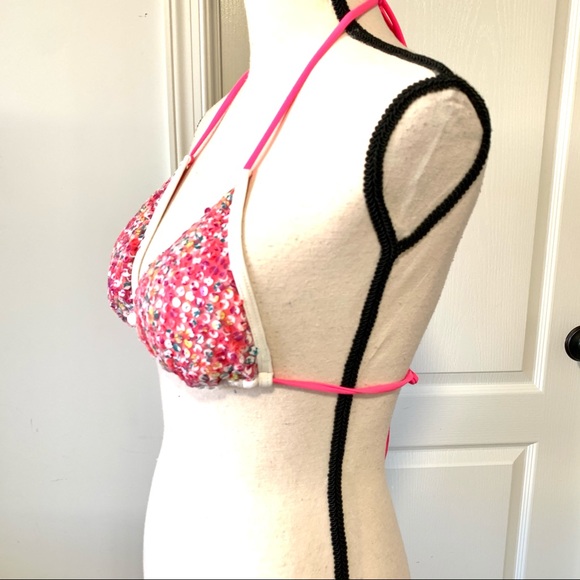 XHILARATION Pink Sequin Triangle Bikini Top—SZ. M - Picture 3 of 12
